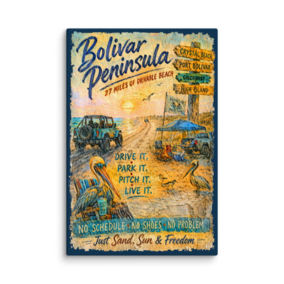 Bolivar Peninsula canvas print – original artwork by The Glass Tattoo Company
