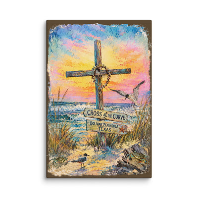Cross at the Curve canvas print – original artwork by The Glass Tattoo Company