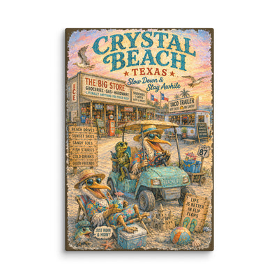 Crystal Beach Big Store & Taco Trailer canvas print – original artwork by The Glass Tattoo Company