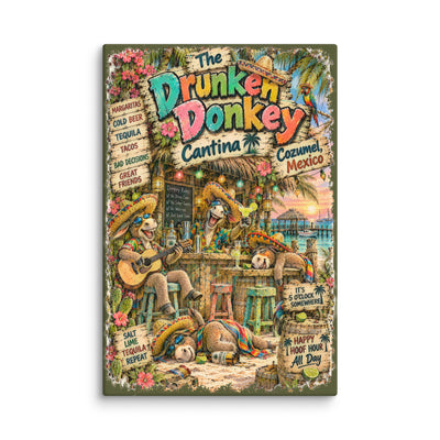 The Drunken Donkey Cantina canvas print – original artwork by The Glass Tattoo Company