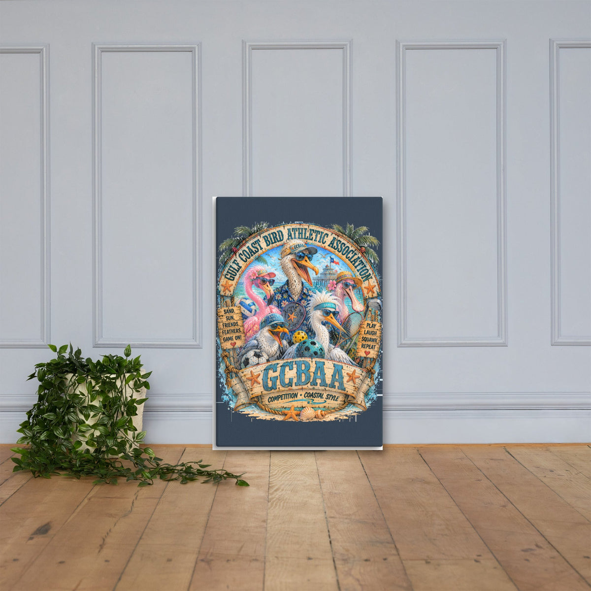 GCBAA Team canvas, 24x36 leaning on the floor