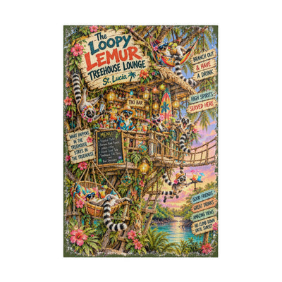 The Loopy Lemur Treehouse Lounge jigsaw puzzle – original artwork by The Glass Tattoo Company