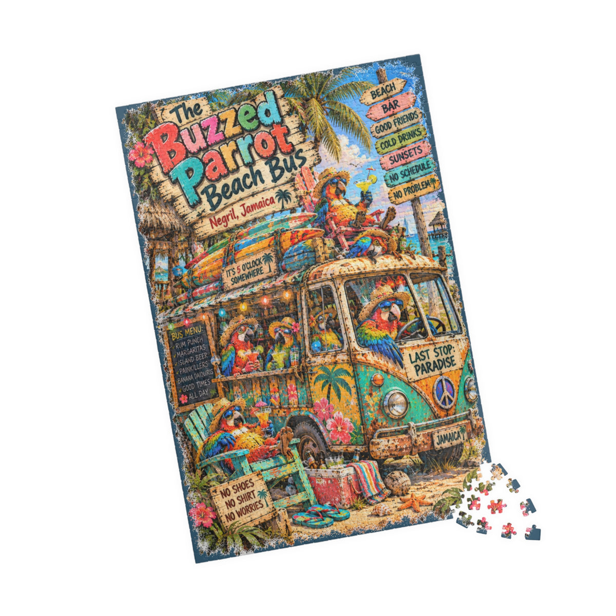 The Buzzed Parrot Beach Bus Jigsaw Puzzle