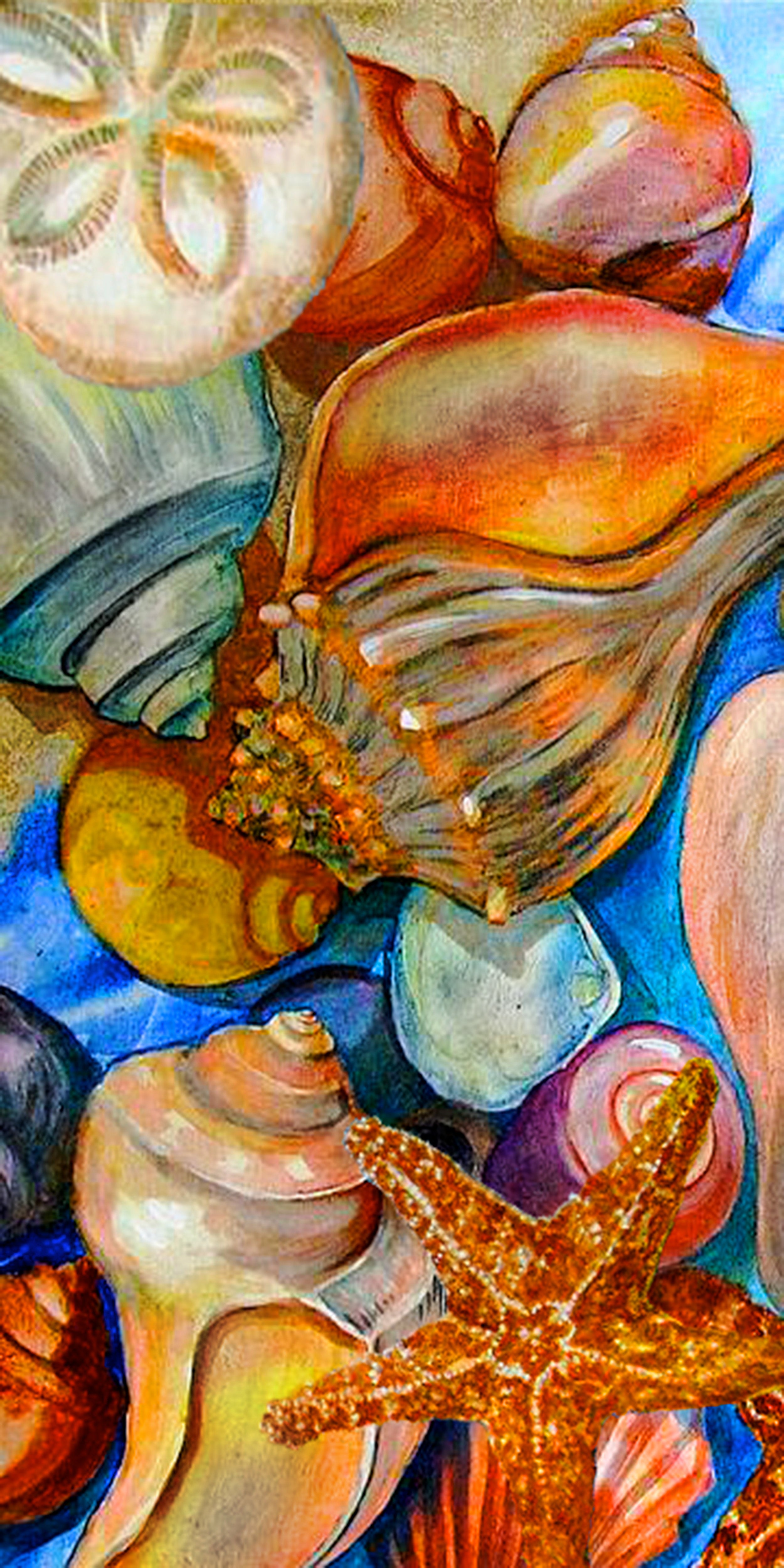 Seashell Collage with House of Blues Border Tiles