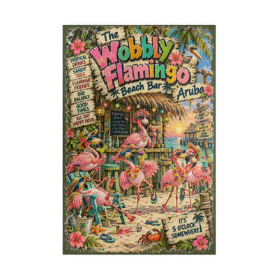 The Wobbly Flamingo Beach Bar jigsaw puzzle – original artwork by The Glass Tattoo Company