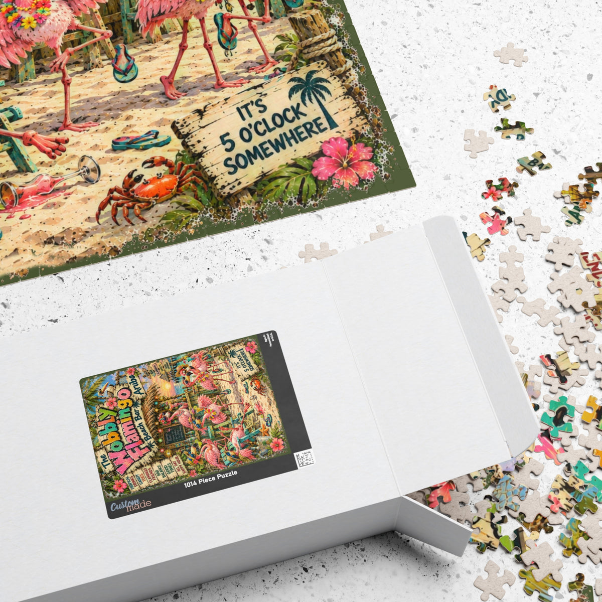 The Wobbly Flamingo Beach Bar Jigsaw Puzzle