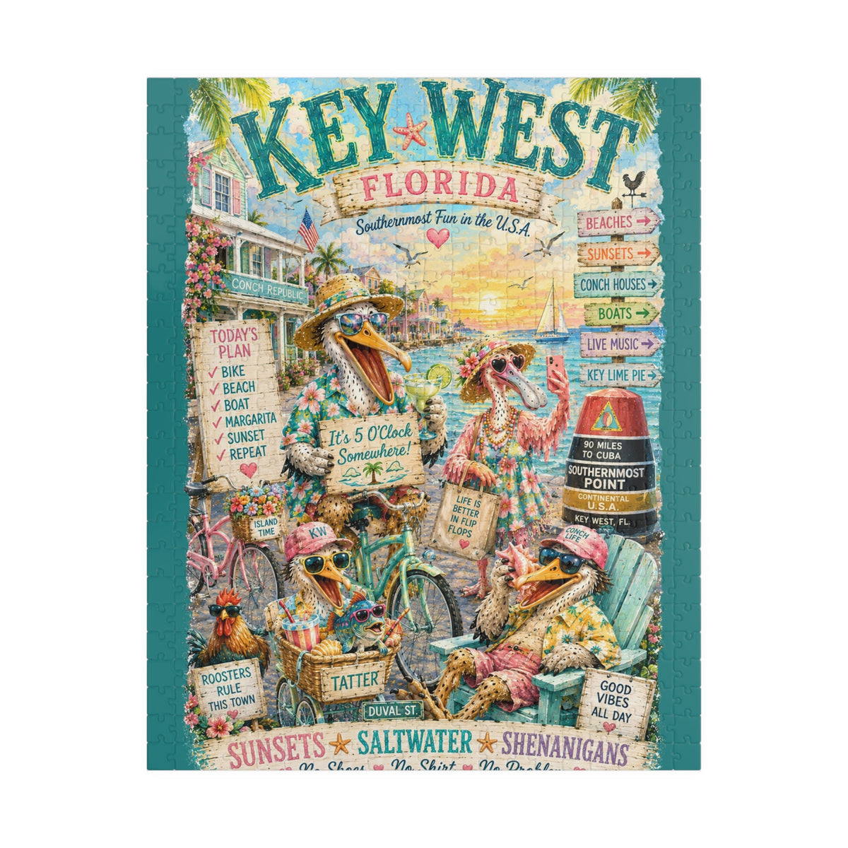 Key West Florida - Conch Crew jigsaw puzzle, alternate view 1
