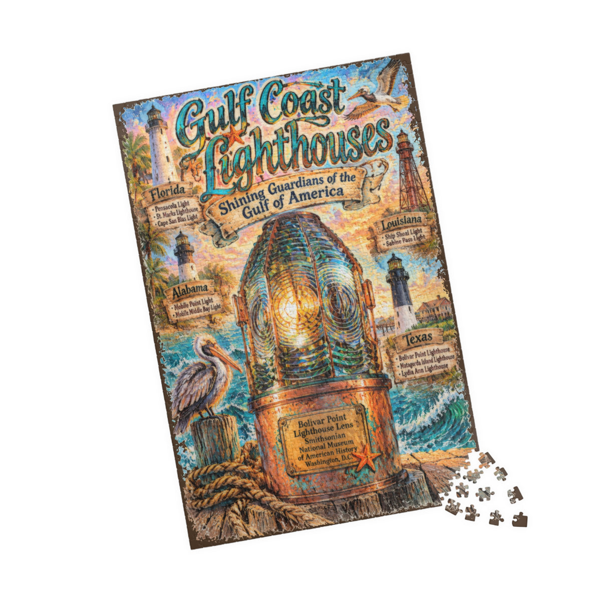 Gulf Coast Lighthouses jigsaw puzzle, alternate view 3