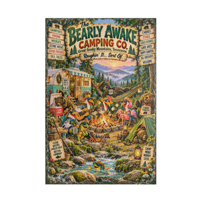 The Bearly Awake Camping Co. jigsaw puzzle – original artwork by The Glass Tattoo Company
