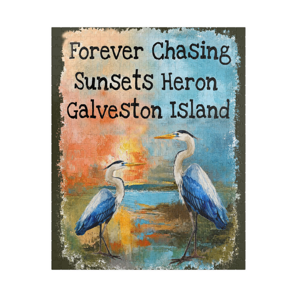 Forever Chasing Sunsets Heron Galveston Island jigsaw puzzle, alternate view 1