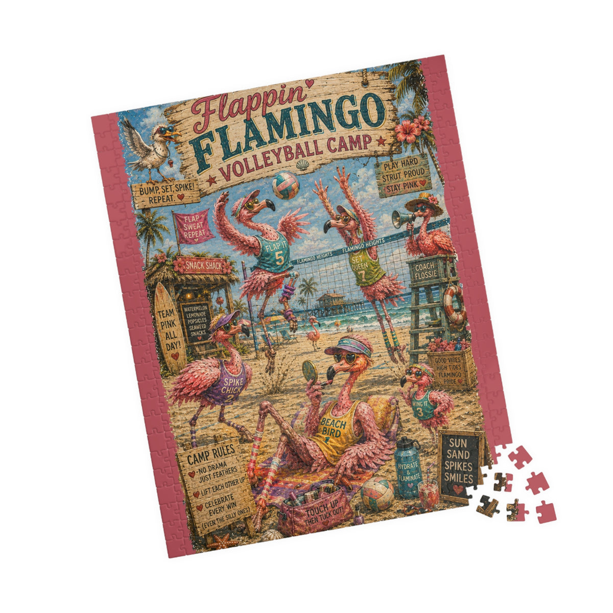 Flappin' Flamingo Volleyball Camp jigsaw puzzle, alternate view 6
