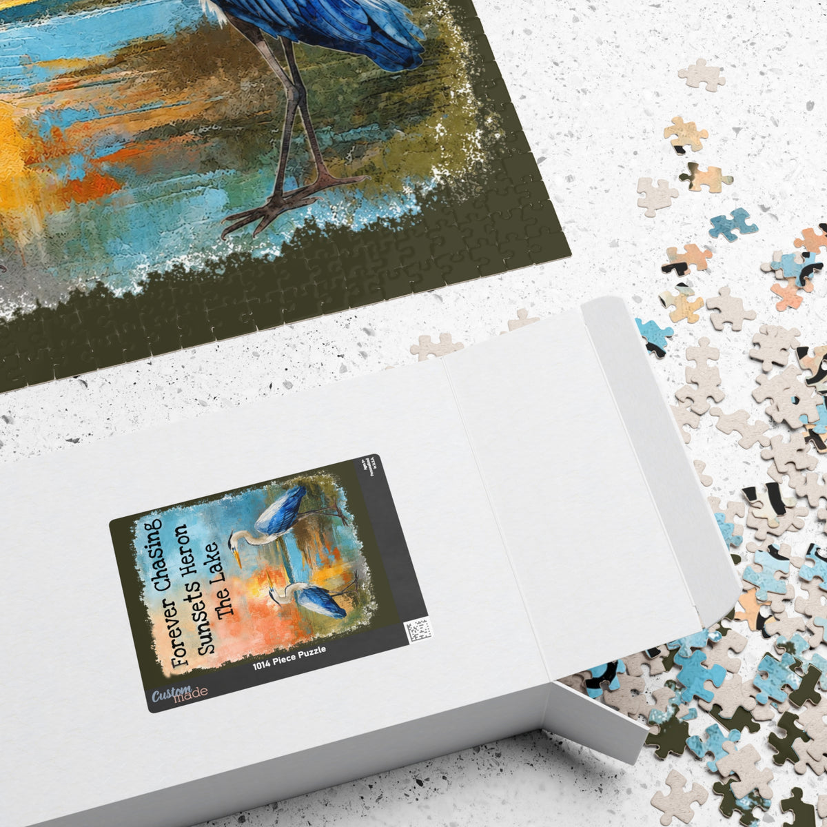 Forever Chasing Sunsets Heron The Lake jigsaw puzzle, alternate view 4