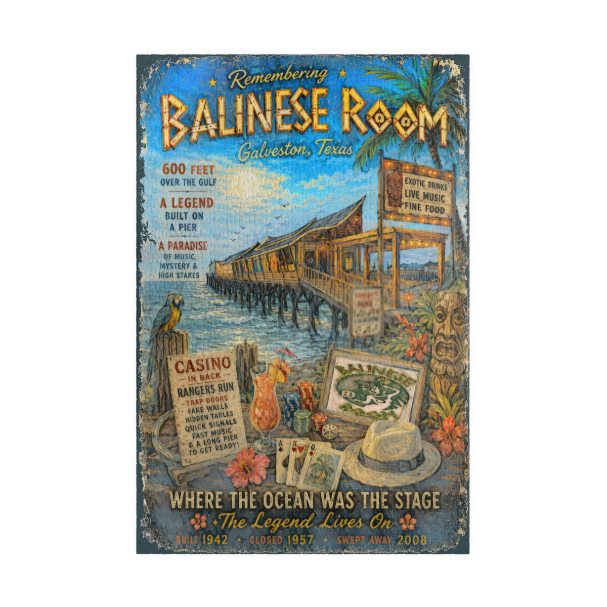 Remembering the Balinese Room jigsaw puzzle – original artwork by The Glass Tattoo Company