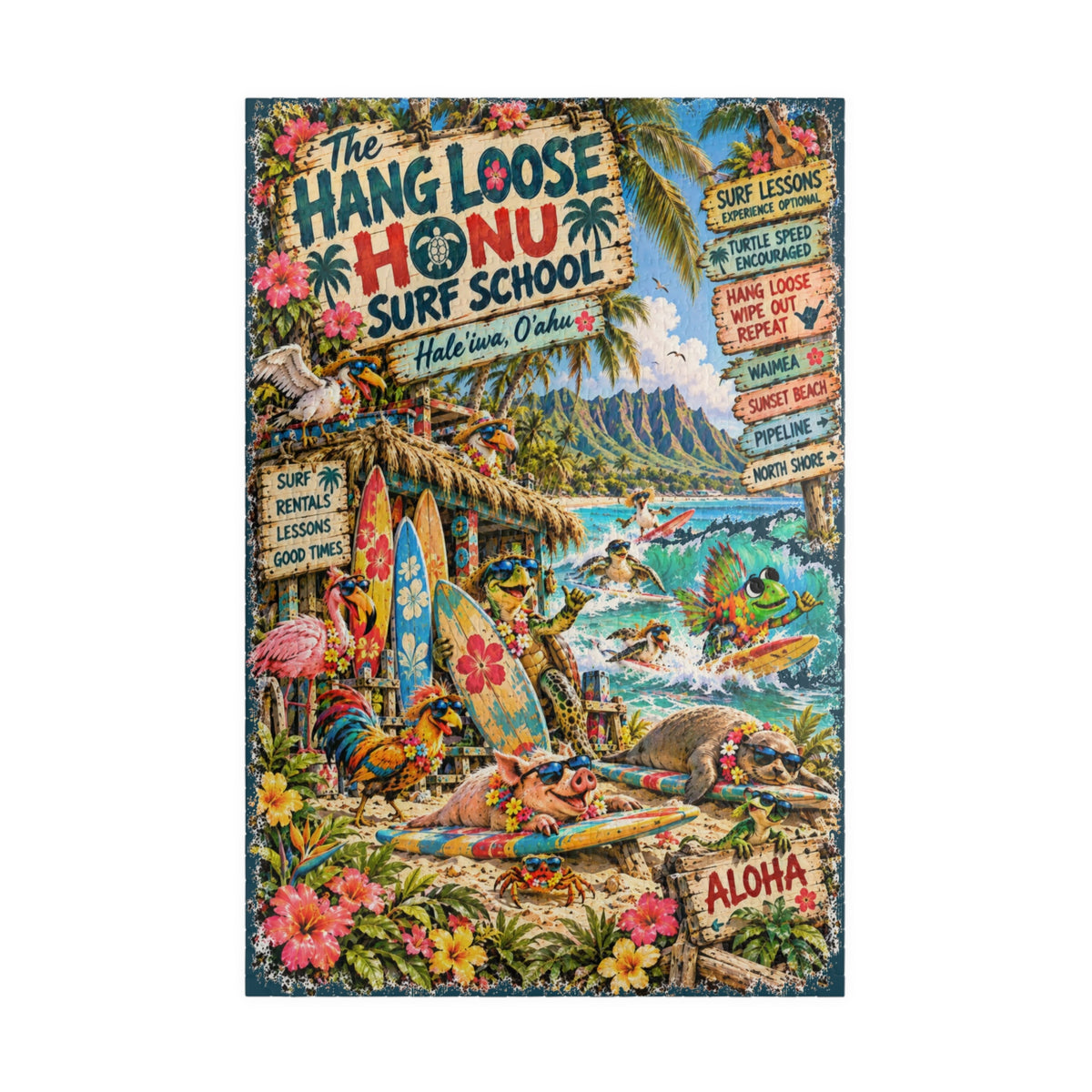The Hang Loose Honu Surf School Jigsaw Puzzle