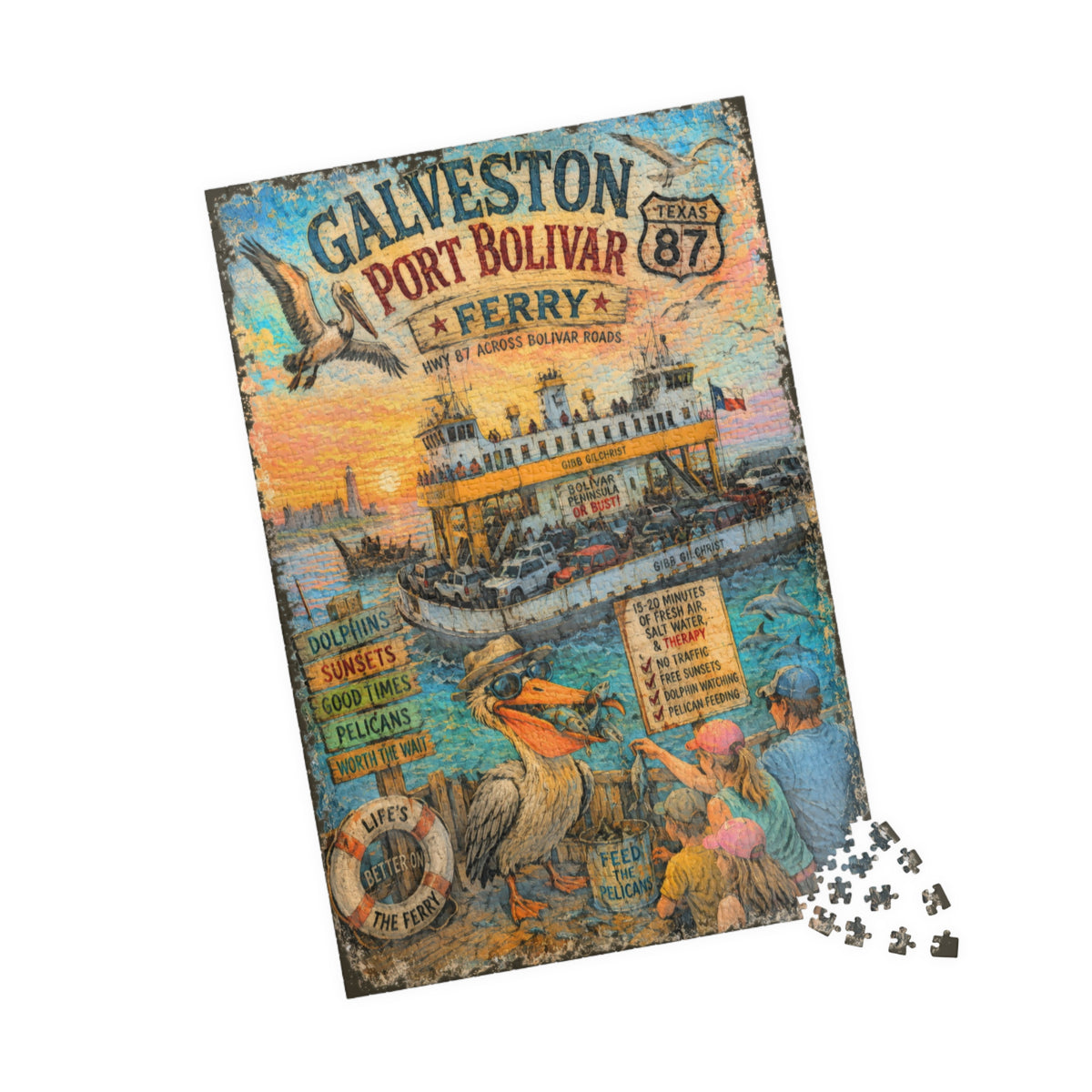 Galveston-Port Bolivar Ferry jigsaw puzzle, alternate view 3