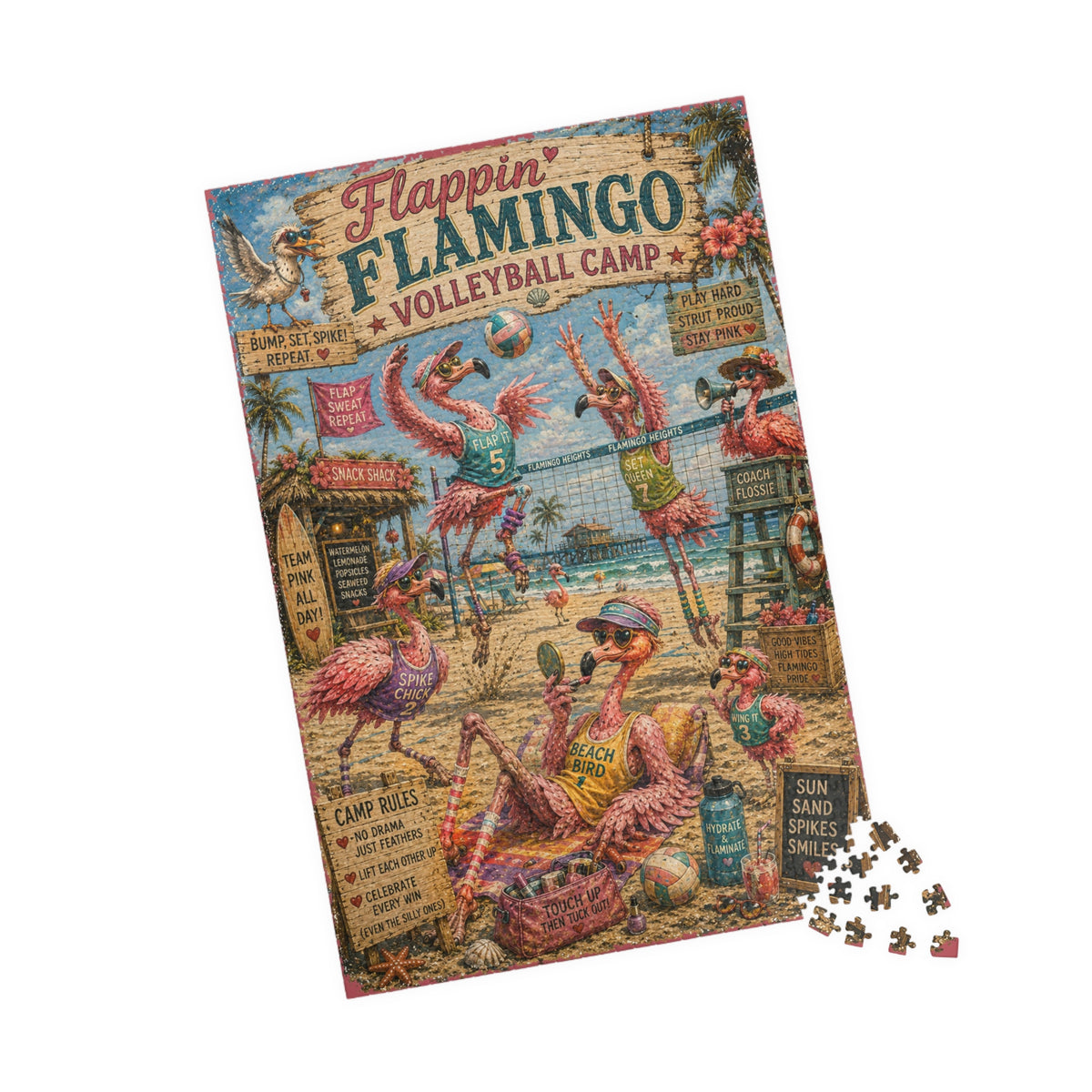 Flappin' Flamingo Volleyball Camp jigsaw puzzle, alternate view 3