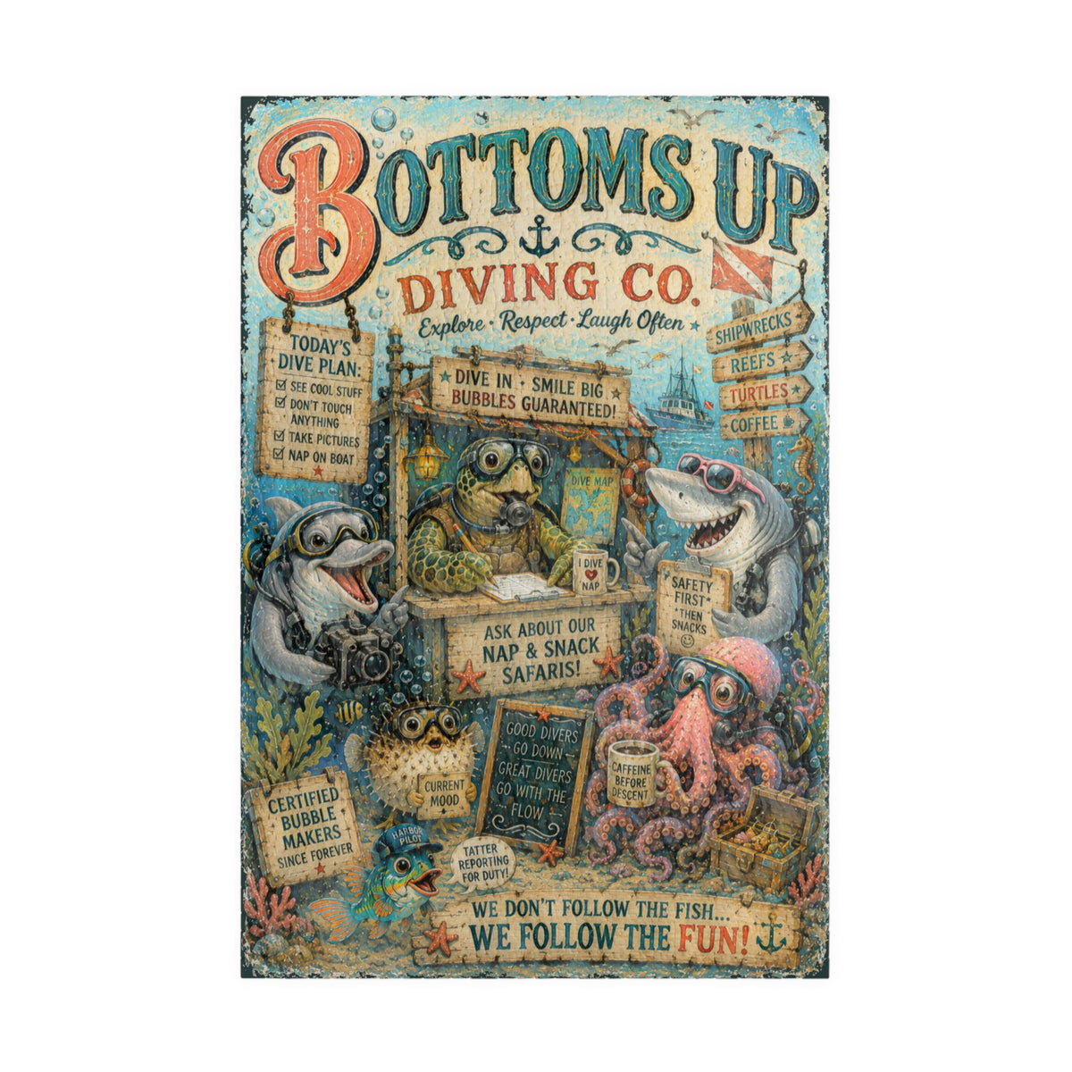 Bottoms Up Diving Co. jigsaw puzzle – original artwork by The Glass Tattoo Company