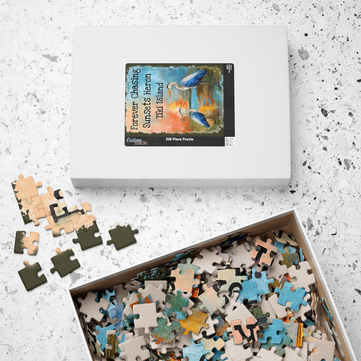 Forever Chasing Sunsets Heron Tiki Island jigsaw puzzle, alternate view 7