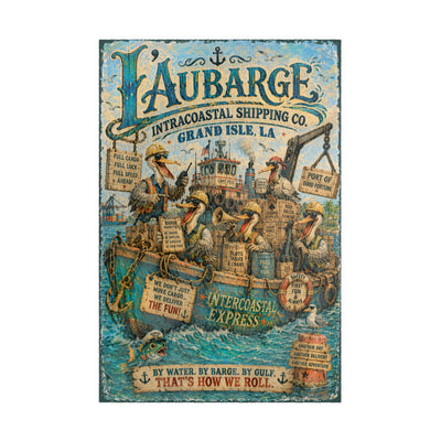 L'Aubarge Intracoastal Shipping Co. – Grand Isle, LA jigsaw puzzle – original artwork by The Glass Tattoo Company