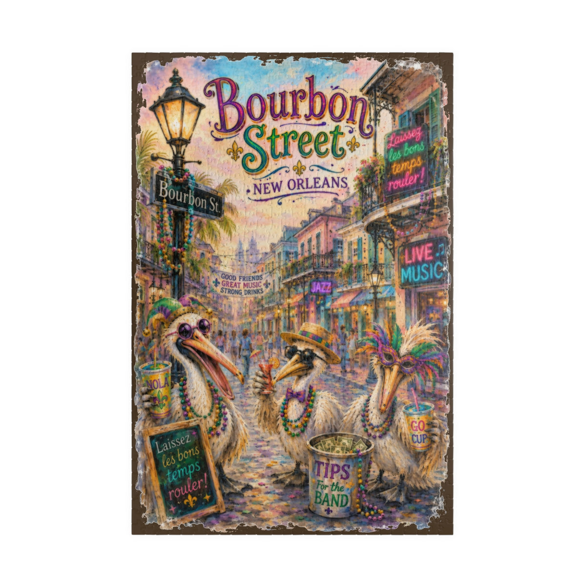 Bourbon Street New Orleans jigsaw puzzle – original artwork by The Glass Tattoo Company