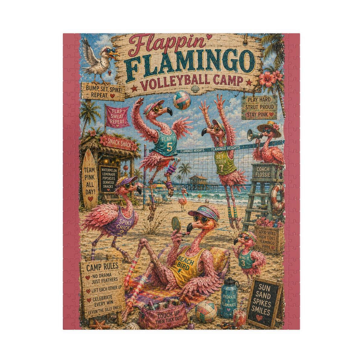 Flappin' Flamingo Volleyball Camp jigsaw puzzle, alternate view 1