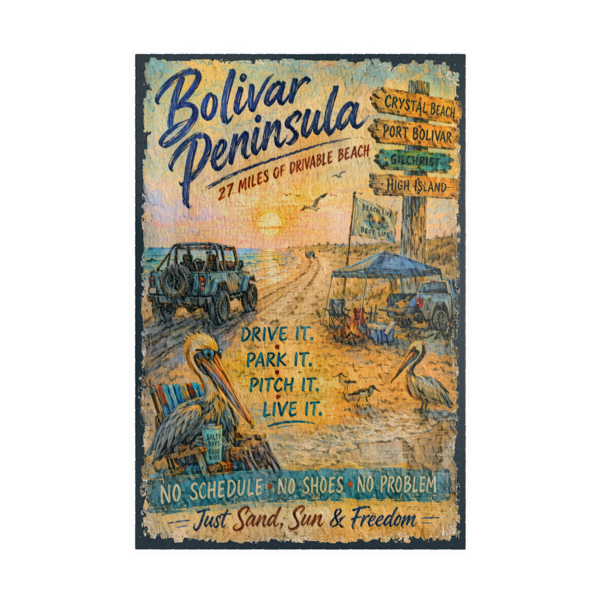 Bolivar Peninsula jigsaw puzzle – original artwork by The Glass Tattoo Company