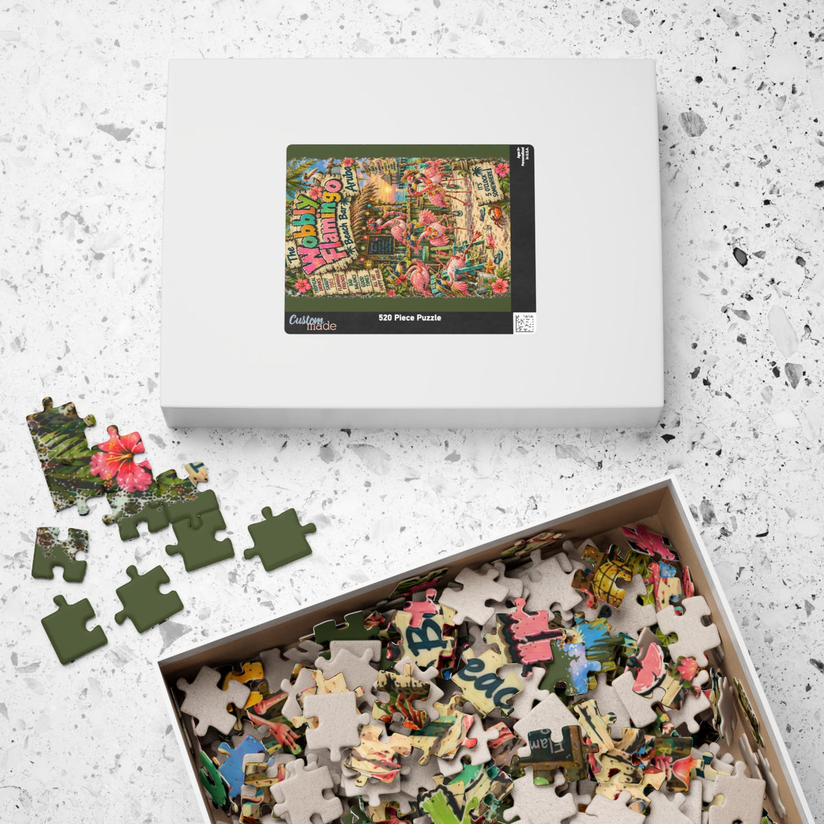 The Wobbly Flamingo Beach Bar Jigsaw Puzzle