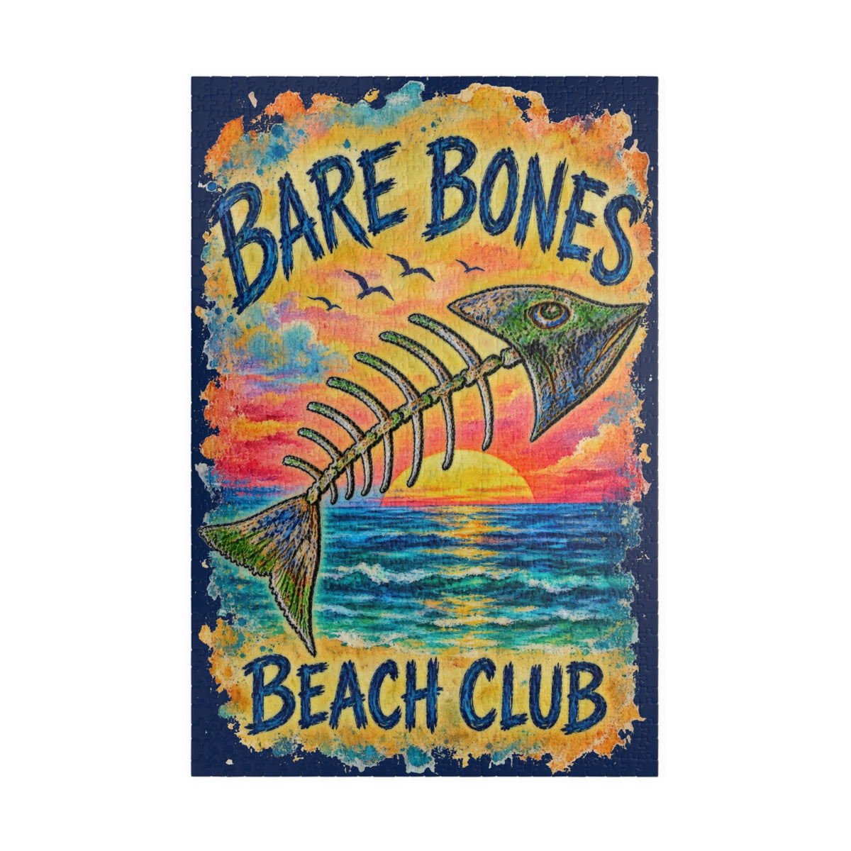 Bare Bones Beach Club jigsaw puzzle – original artwork by The Glass Tattoo Company