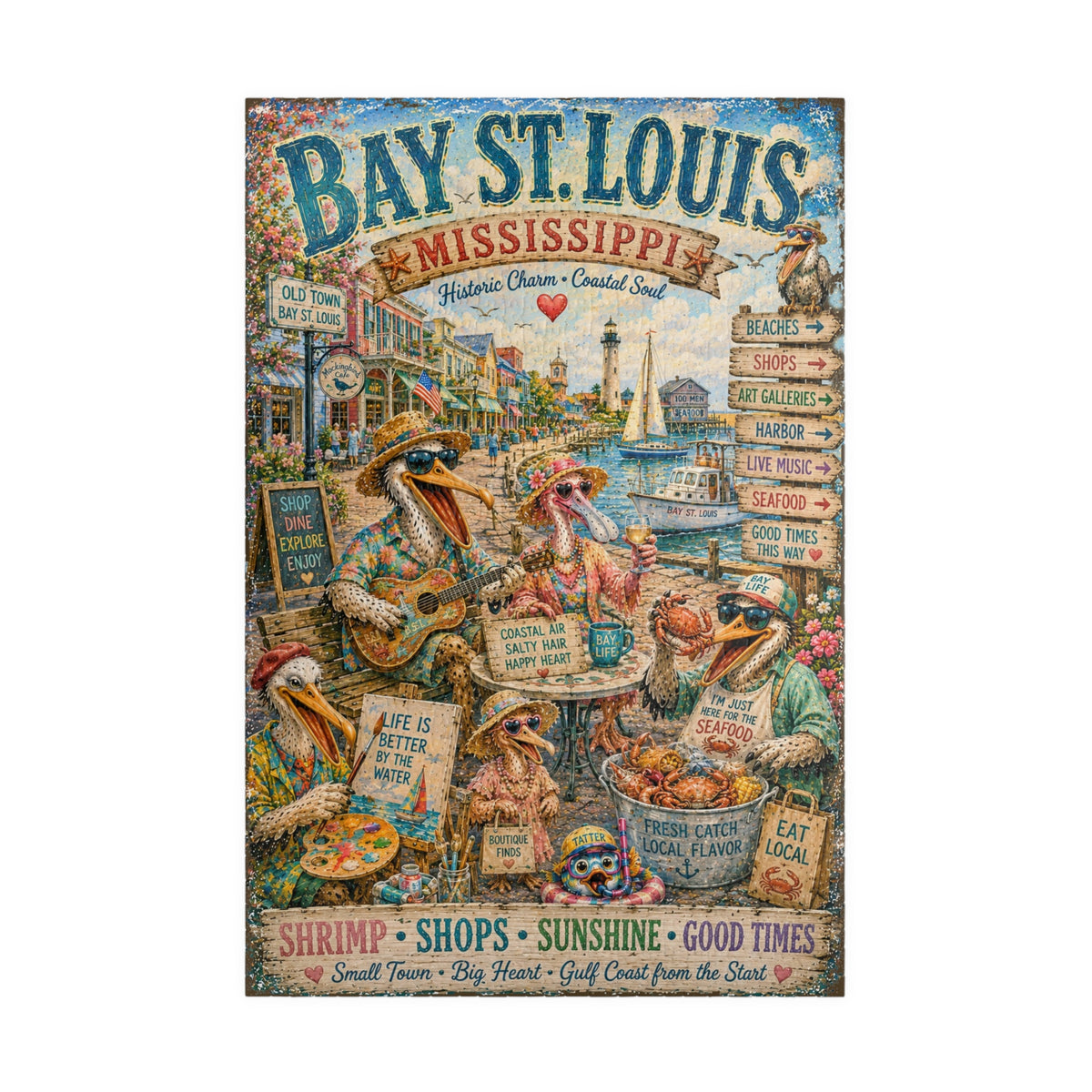 Bay St. Louis Mississippi jigsaw puzzle – original artwork by The Glass Tattoo Company