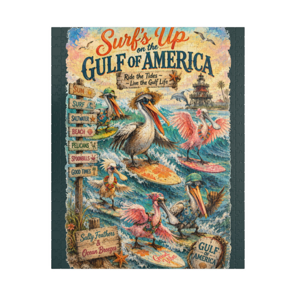 Surf's Up on the Gulf of America jigsaw puzzle, alternate view 1