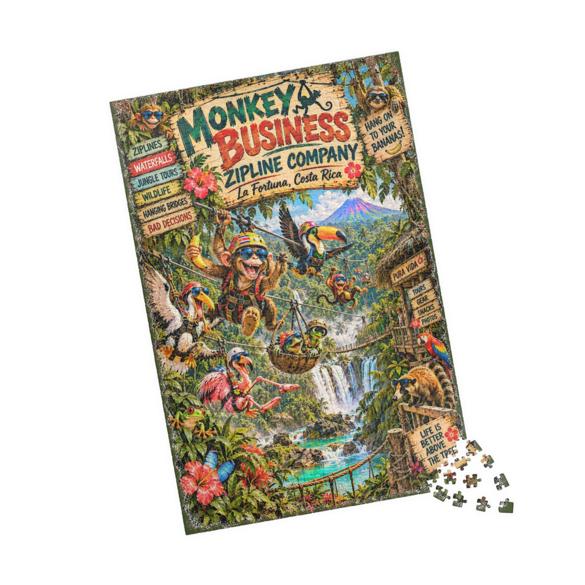 Monkey Business Zipline Company Jigsaw Puzzle