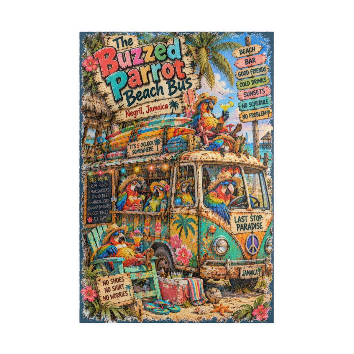 The Buzzed Parrot Beach Bus Jigsaw Puzzle
