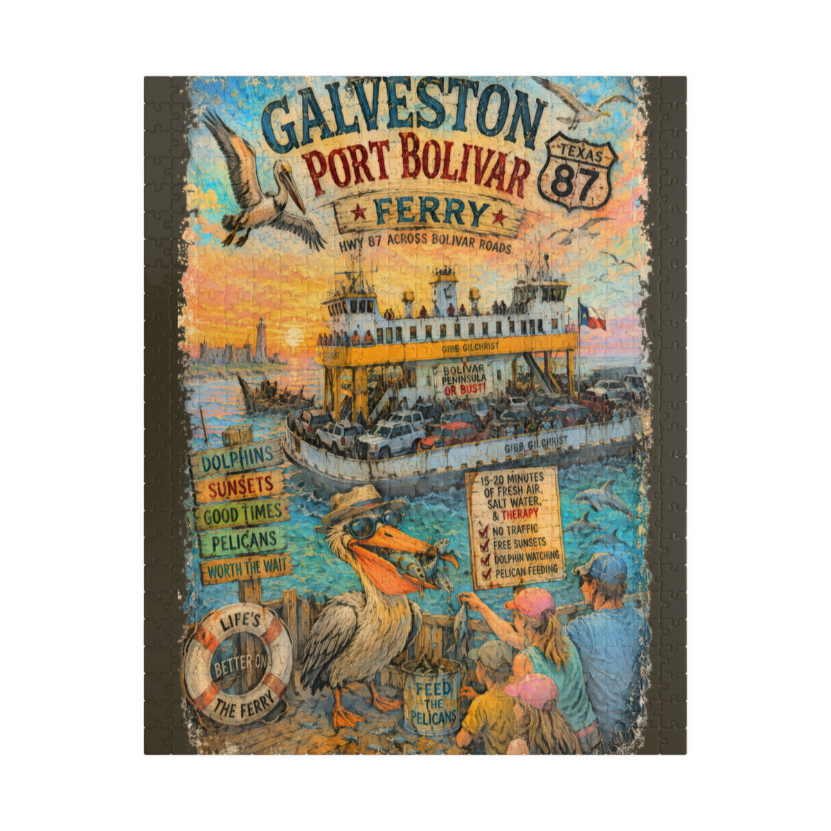 Galveston-Port Bolivar Ferry jigsaw puzzle, alternate view 1