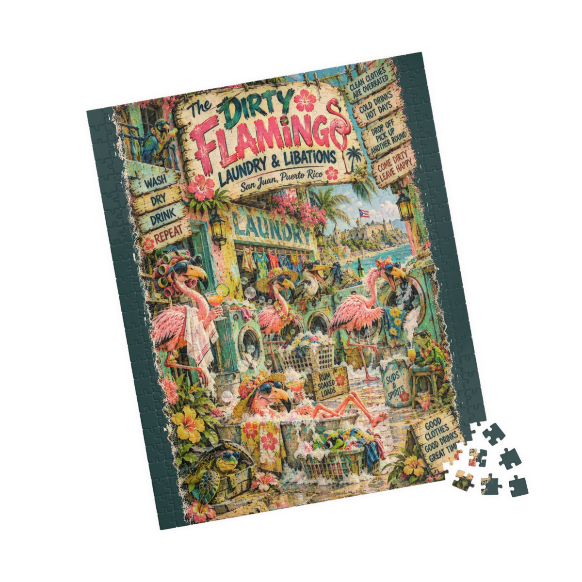 The Dirty Flamingo Laundry & Libations Jigsaw Puzzle