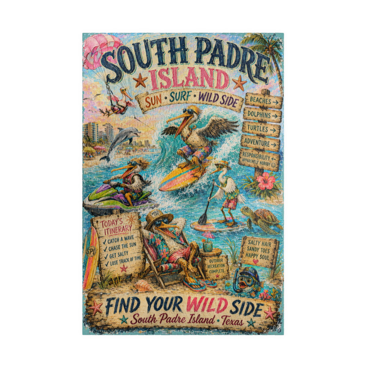 South Padre Island - Find Your Wild Side jigsaw puzzle – original artwork by The Glass Tattoo Company