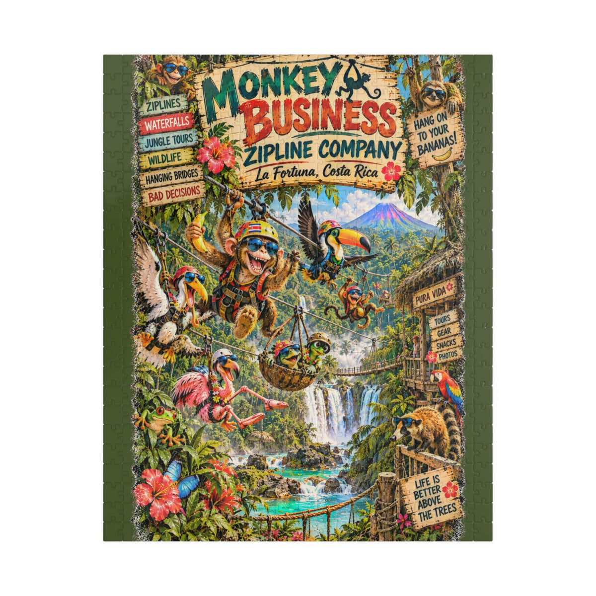 Monkey Business Zipline Company Jigsaw Puzzle