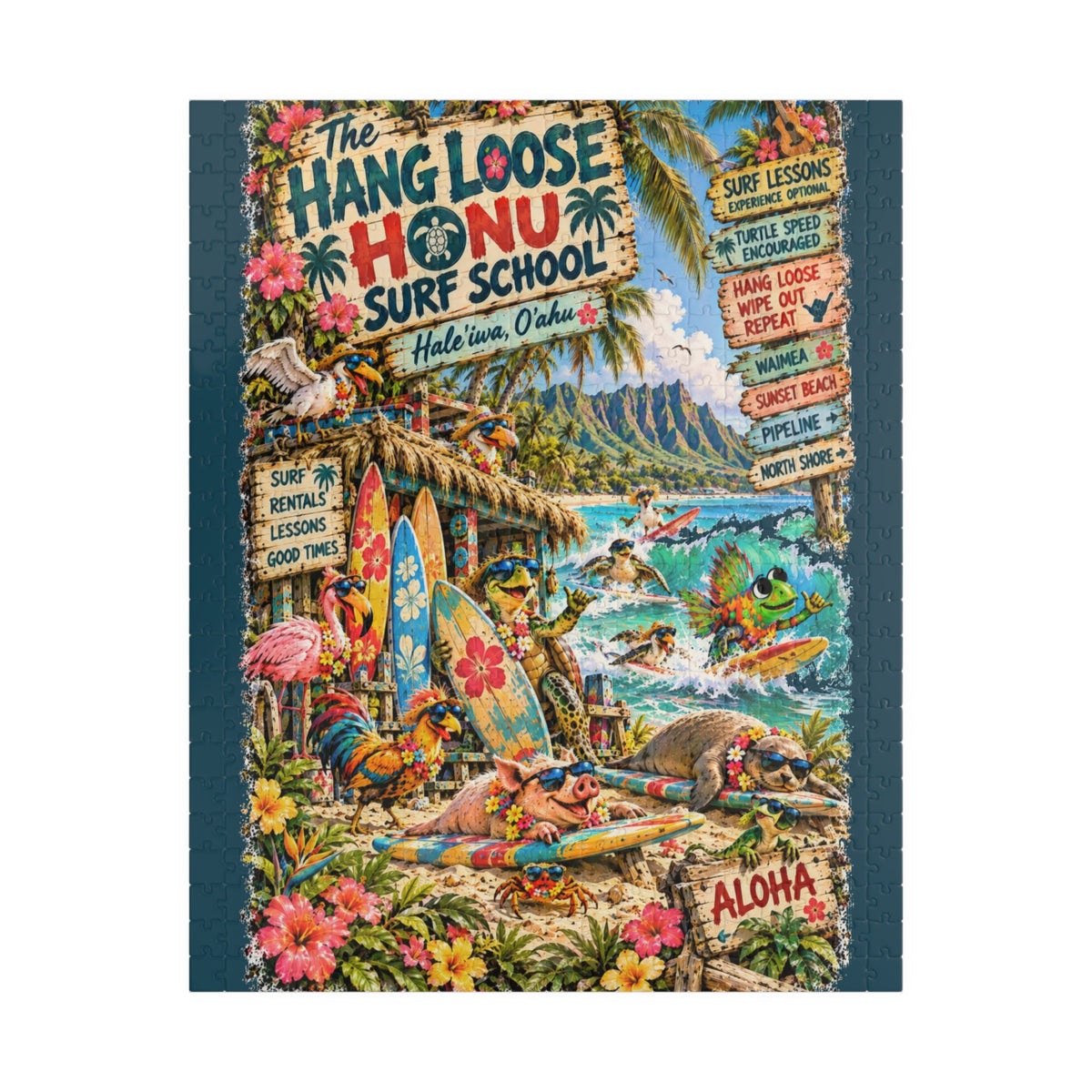 The Hang Loose Honu Surf School Jigsaw Puzzle