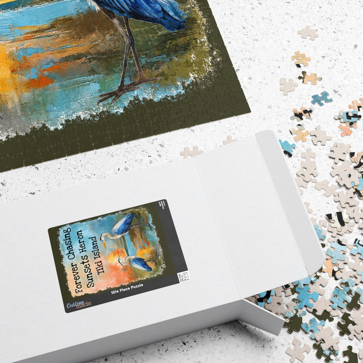 Forever Chasing Sunsets Heron Tiki Island jigsaw puzzle, alternate view 4