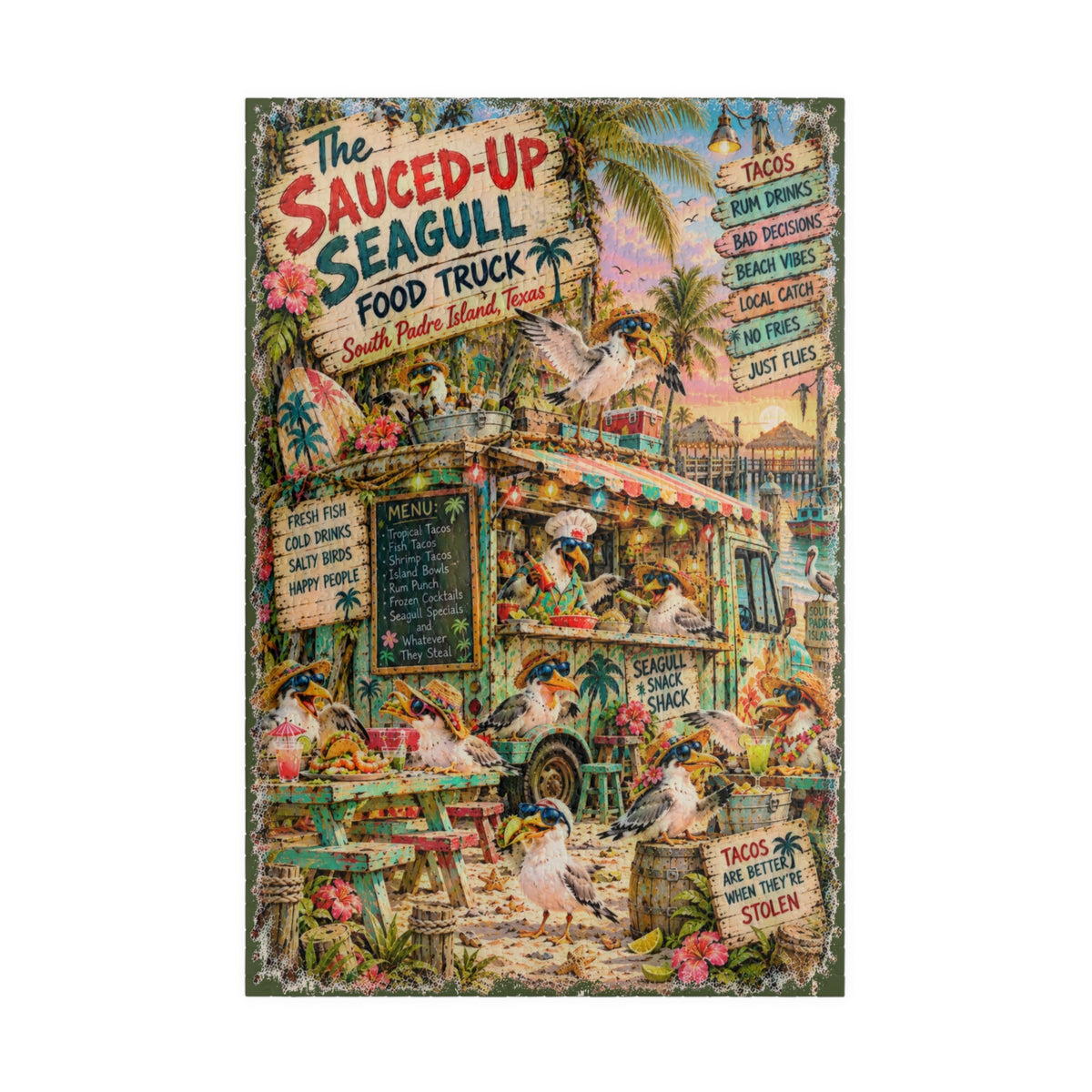 The Sauced-Up Seagull Food Truck jigsaw puzzle – original artwork by The Glass Tattoo Company