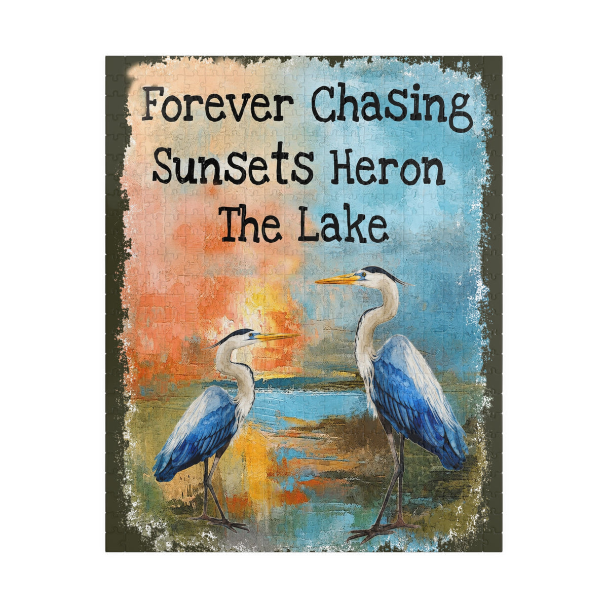 Forever Chasing Sunsets Heron The Lake jigsaw puzzle, alternate view 1