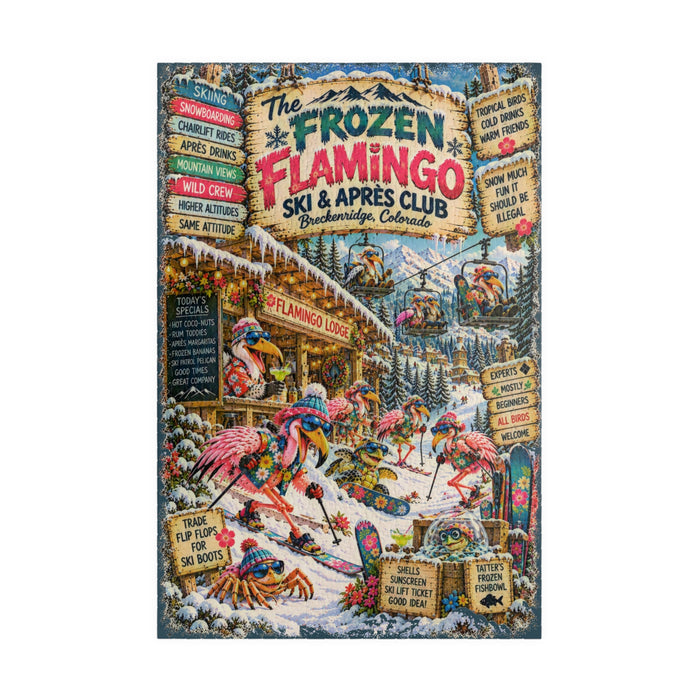 The Frozen Flamingo Ski & Après Club jigsaw puzzle – original artwork by The Glass Tattoo Company