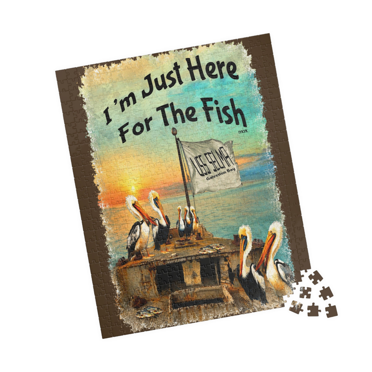 I'm Just Here for the Fish jigsaw puzzle – original artwork by The Glass Tattoo Company