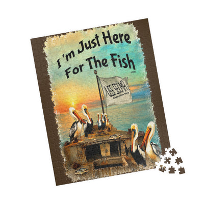 I'm Just Here for the Fish jigsaw puzzle – original artwork by The Glass Tattoo Company