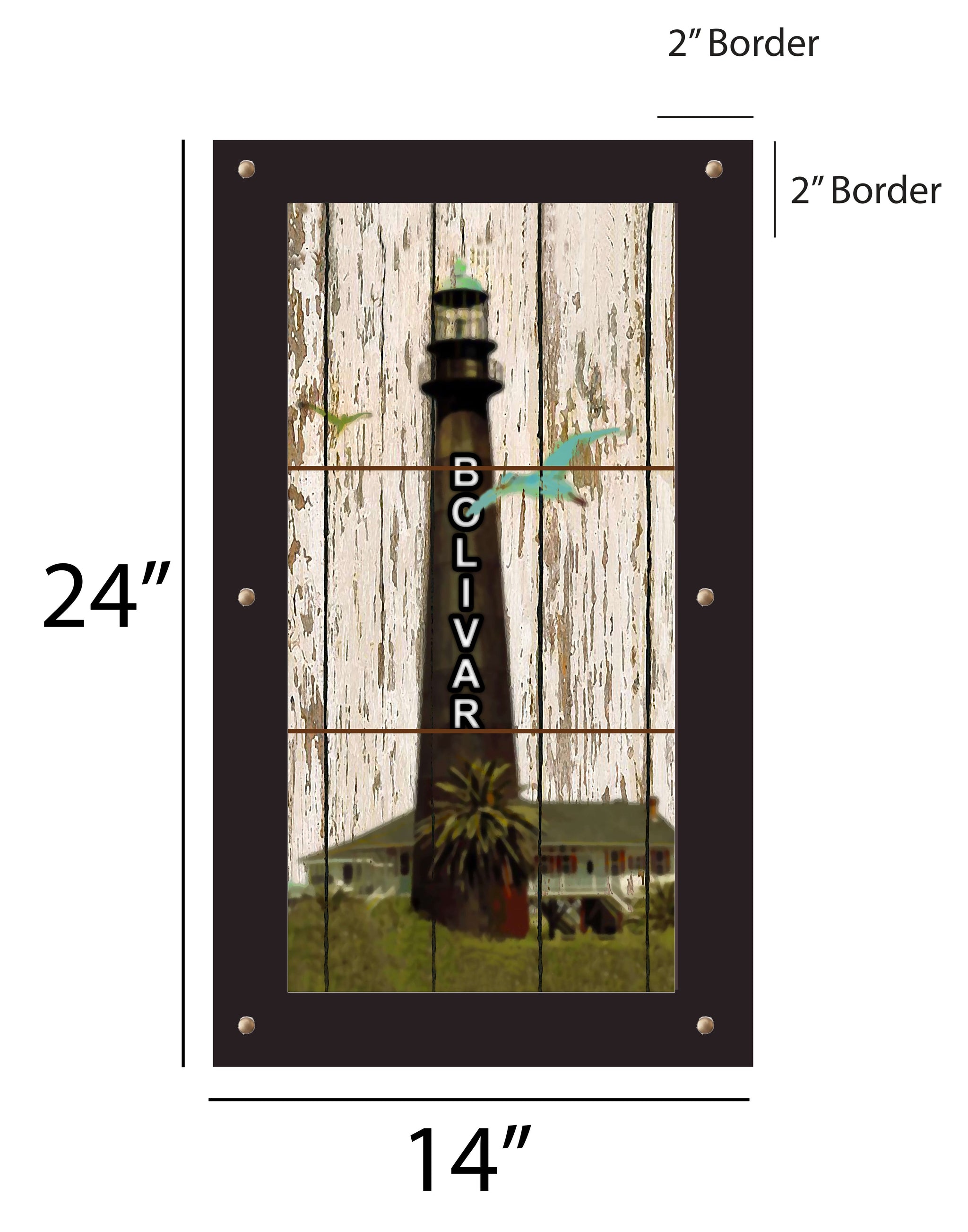 Bolivar Lighthouse Outdoor Art - 14x24 inch