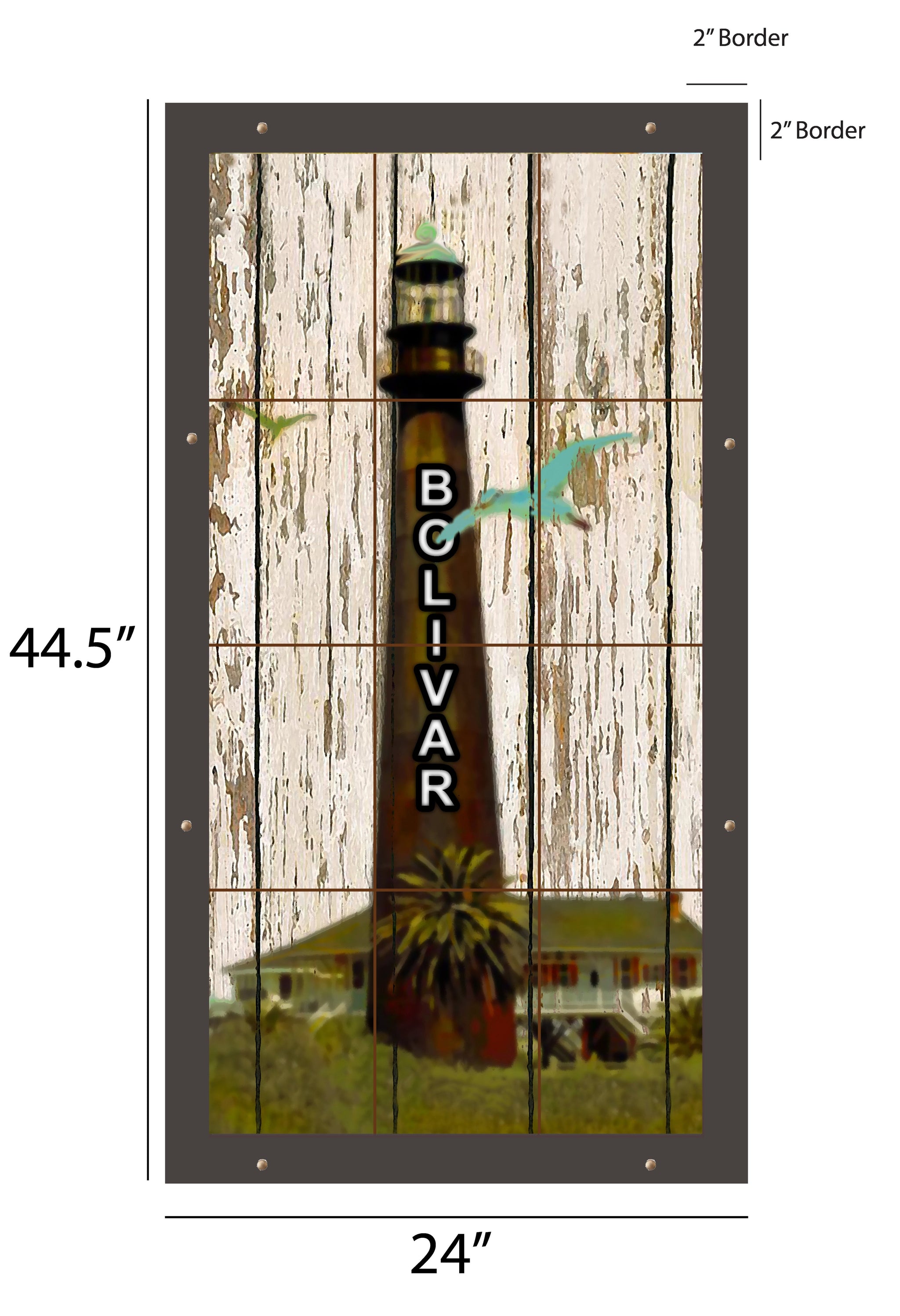 Bolivar Lighthouse Outdoor Art - 24x44.5 inch