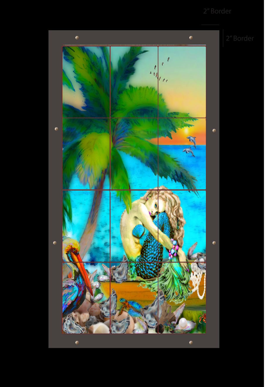 Mermaid Sunset 3x4 outdoor art panel - large 24x44.5 inch
