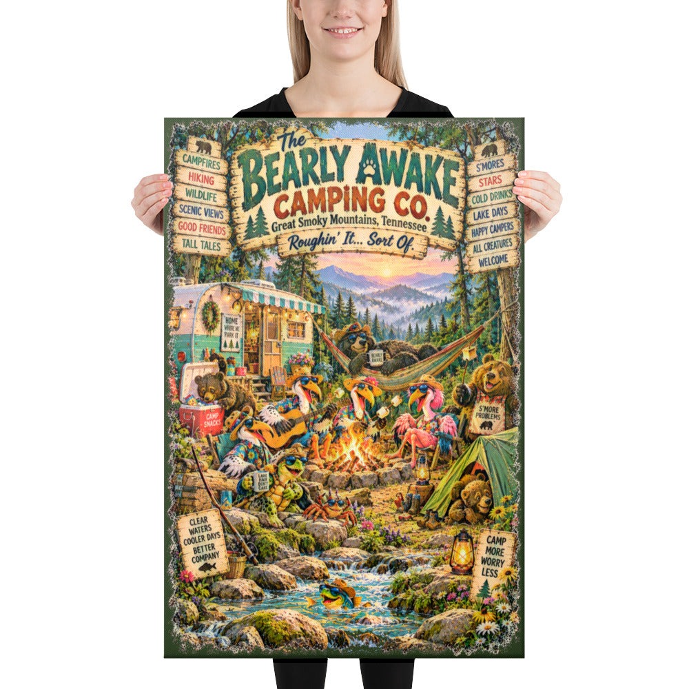 The Bearly Awake Camping Co. Canvas, 24x36