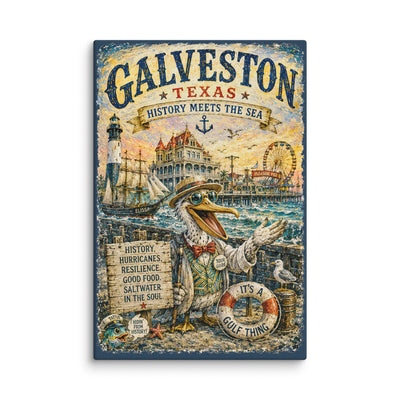 Galveston Texas canvas print – original artwork by The Glass Tattoo Company