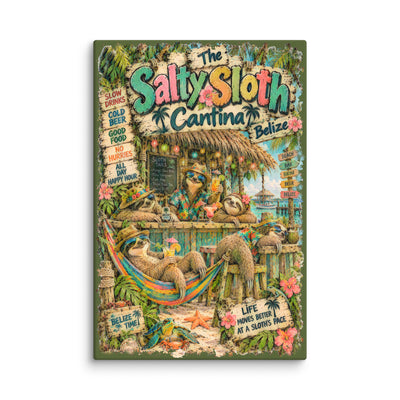 The Salty Sloth Cantina canvas print – original artwork by The Glass Tattoo Company