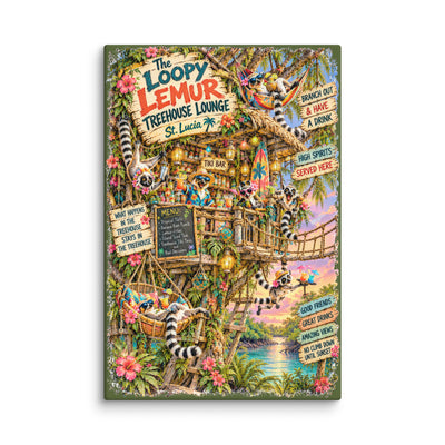 The Loopy Lemur Treehouse Lounge canvas print – original artwork by The Glass Tattoo Company